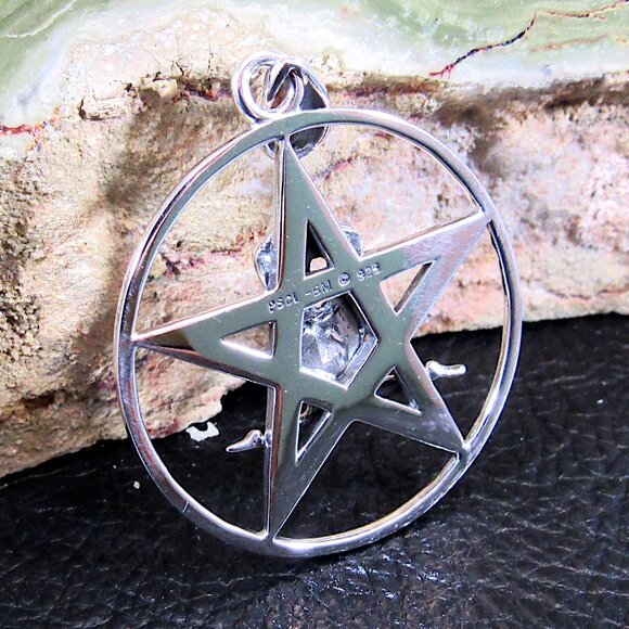 Solid 925 Sterling Silver Tantric Lovers Pentacle Pendant / Kama Sutra Jewelry - Picture 3 of 9